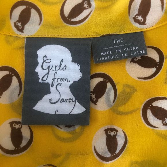 Girls from Savoy sz 2 Owl Print Puffed Sleeve Top - Picture 4 of 5